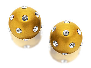 9ct Gold Crystal Set Disco Ball Earrings 8mm -