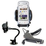 AccessoryWorld Brand New Shop4accessories Car Kit: Windscreen Suction Mount Holder and In Car Charger for the Samsung i8910 Omnia HD