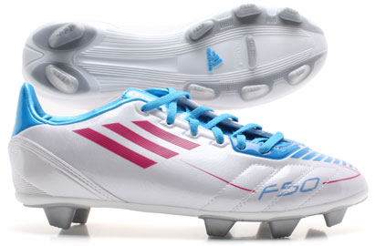 Adidas Football Boots Adidas F10 TRX SG Kids Football Boots White/Pink/Blue