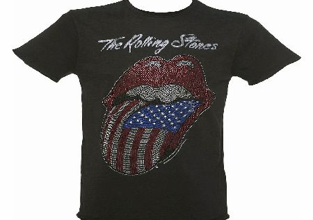 Amplified Mens Charcoal Rolling Stones US Diamante Tongue