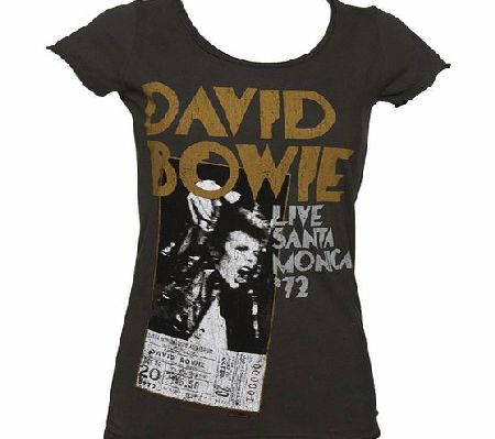 Amplified Vintage Ladies Charcoal David Bowie Santa Monica T-Shirt