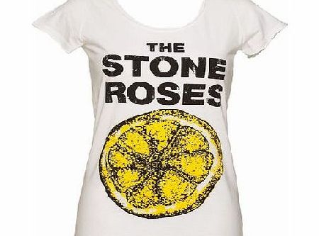 Ladies White Stone Roses Lemon T-Shirt from