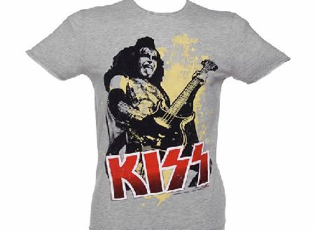 Amplified Vintage Mens Grey Marl Kiss Guitar T-Shirt from