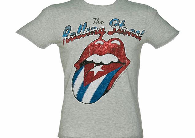 Amplified Vintage Mens Grey Rolling Stones Cuba Diamante