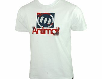 Animal Mens Mens Animal Barnie Crew Printed T-Shirt. White