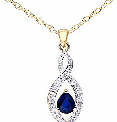 Ariel 9ct Yellow Gold Diamond and Sapphire Womens Pendant and 41cm Chain