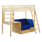 Pine High Sleeper With Guest Bed & Office
