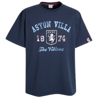 aston Villa Vintage Stonewash T-Shirt - Navy.