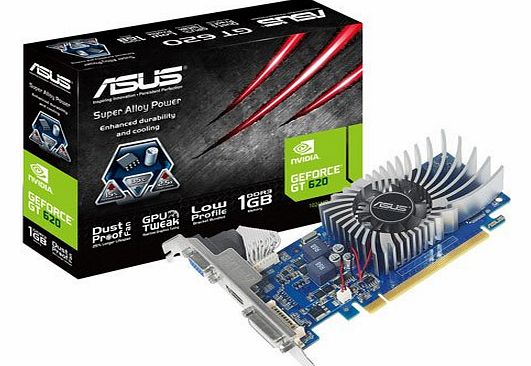 ASUS  Nvidia GeForce GT 620 Graphics Card (1GB, DDR3, PCI Express 2.0, Low Profile, HDMI, DVI-I, VGA, Nvidia PureVideo HD, Super Alloy Power)