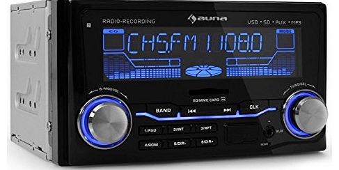  MD-200 Car Radio (USB SD Connectivity, MP3 Radio Recording & Colour Changing Display) - Black