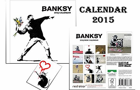  EASEL DESK CALENDAR 2015 + BANKSY FRIDGE MAGNET