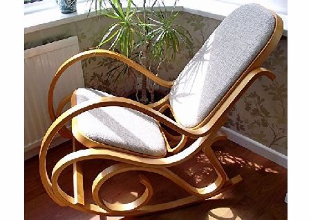 Bentwood NEW BENTWOOD PADDED SEAT ROCKING CHAIR BIRCH WOOD THONET LIVING BED ROOM CONSERVATORY MATERNITY