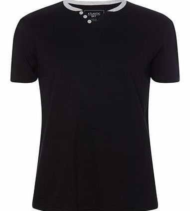 Bhs Black Contrast Notch T-Shirt, Black BR52A02ABLK