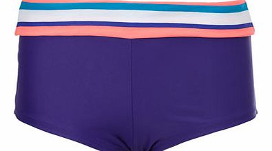 Coral Multi Stripe Print Bikini Shorts, orange