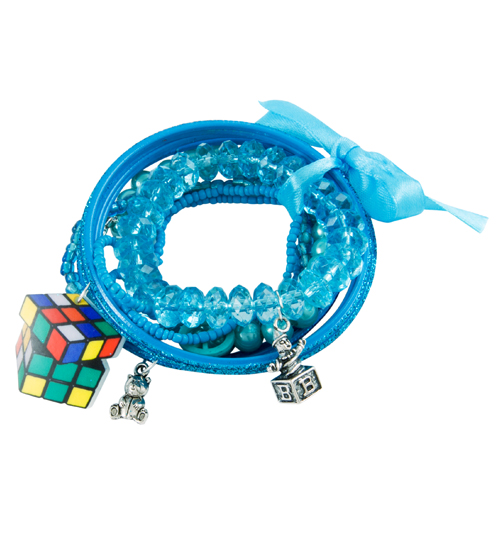 Bits and Bows Blue Retro Toybox Stacker Charm Bracelet from