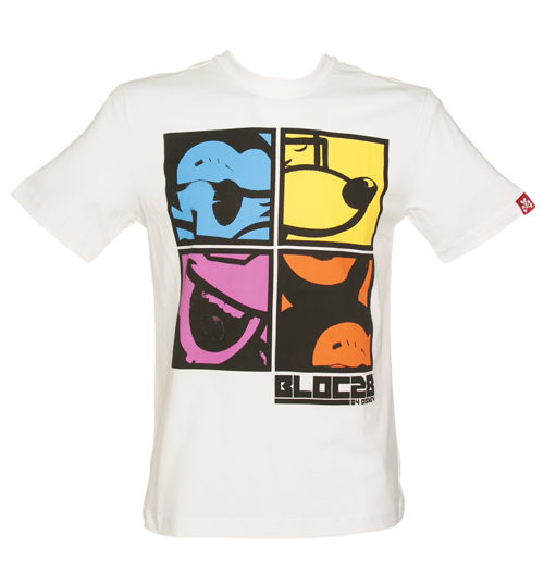 Bloc28 By Disney Mens White Mickey Mouse Pop Squares T-Shirt