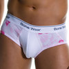 Bonewear tight fit brief white pink floral print