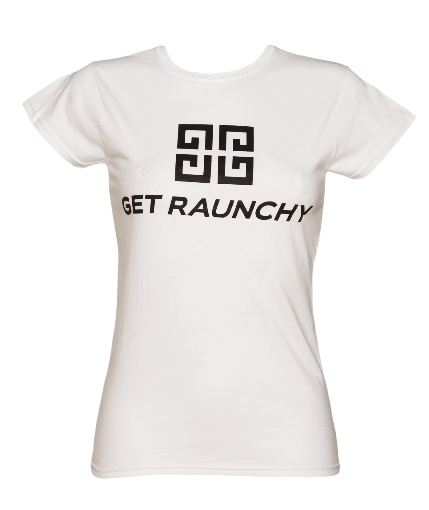 Brand Jacker Ladies White Get Raunchy Parody T-Shirt from