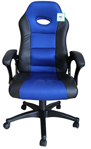 Contemporary Luxury Office High Back Support Gaming Chair in Black&Blue+Tilt Lock Mechanism