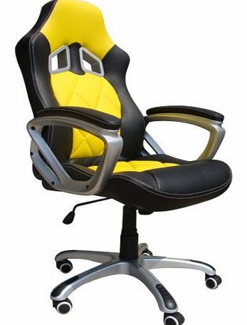 BTM High Back Executive Swivel Computer Desk Office Chair Racer Gamer Chair Yellow / Black