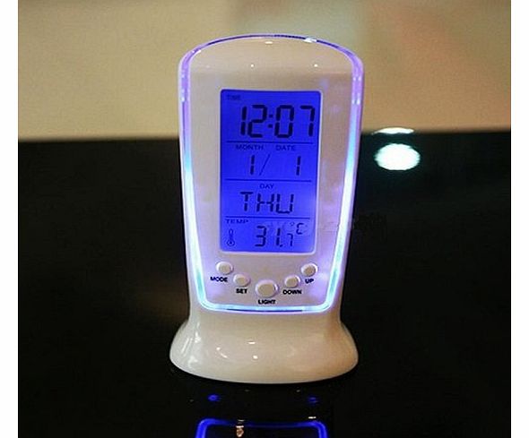 Buwico Electronic Desk LED Blue Backlight Digital Display Calendar Temperature Clock