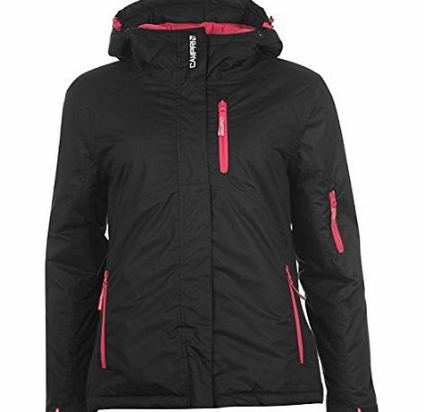 Campri Womens Ladies Ski Jacket Snow Coat Hooded Winter Skiwear Clothing Black/Pink 10 (S)