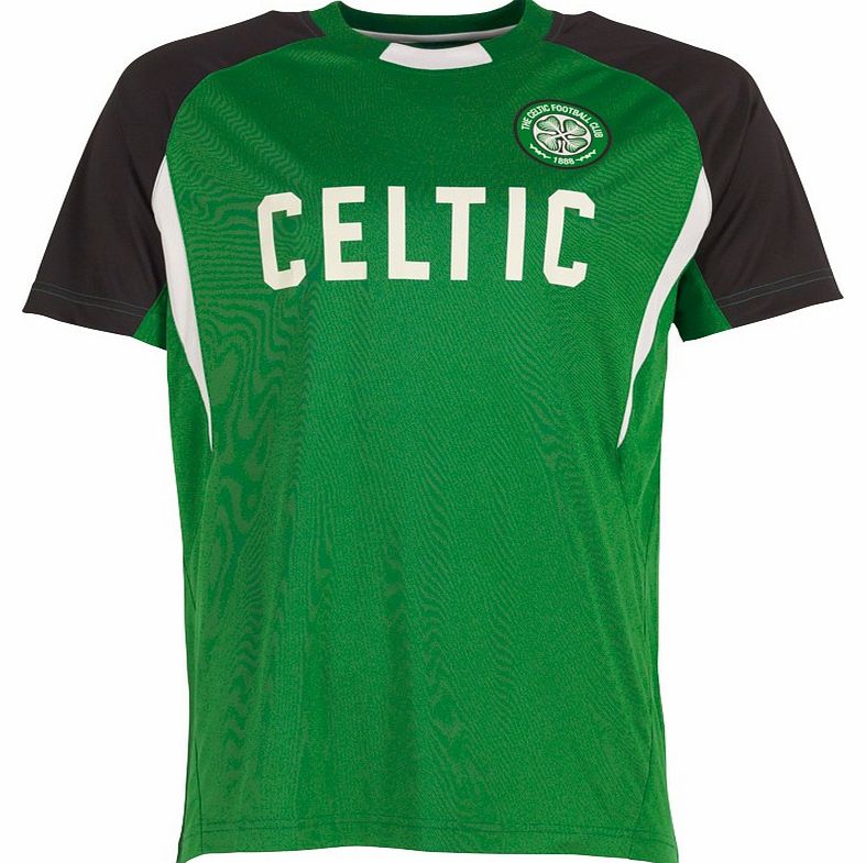 Celtic Mens Poly Panel T-Shirt Green/Black