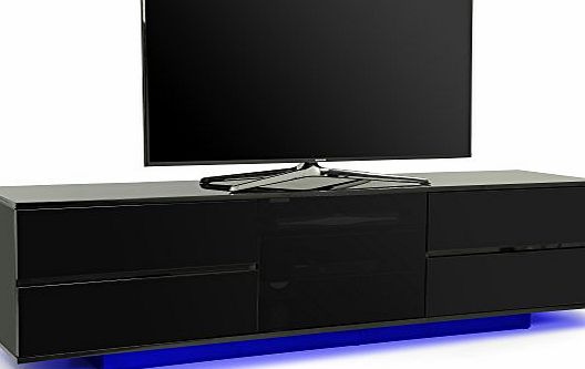 Centurion Supports Supports AVITUS ULTRA Remote Friendly BeamThru Gloss Black with 4-Black Drawers 32``-70`` Flat Screen TV Cabinet with LED Lights (avi