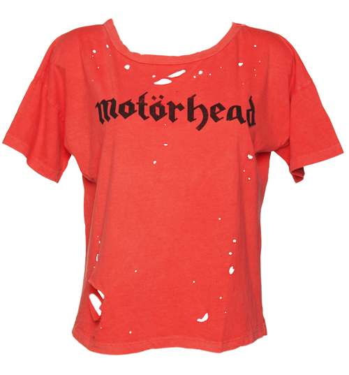 Chaser LA Ladies Red Destroyed Motorhead Boxy T-Shirt from