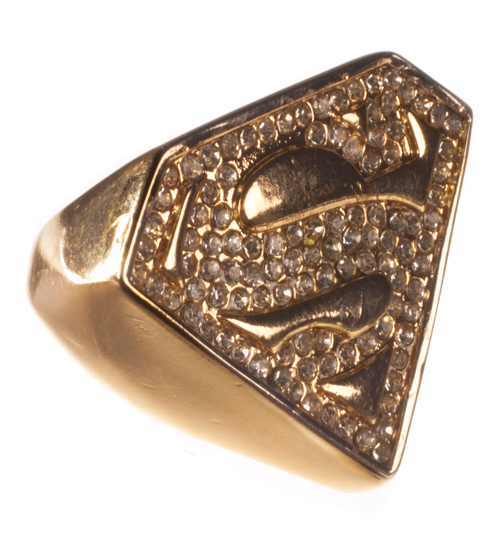 Chelsea Doll Gold Plated And Diamante Superman Logo Ring from