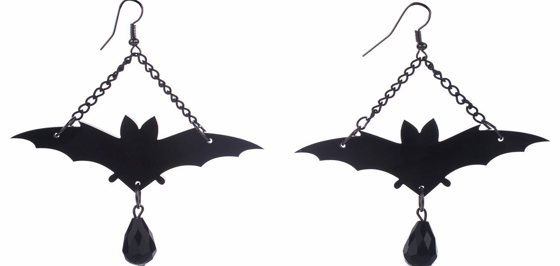 Cherry Loco Black Acrylic Bat Chandelier Earrings from