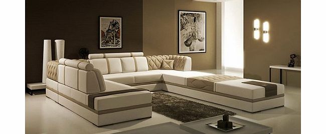 Clarenzio Cosmo Sectional Leather designer sectional Sofa couch suite