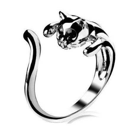 Cosmo Cow JE5041 Jewelry Ring,Silver Plated Cat Shape Ring, Adjustable Size