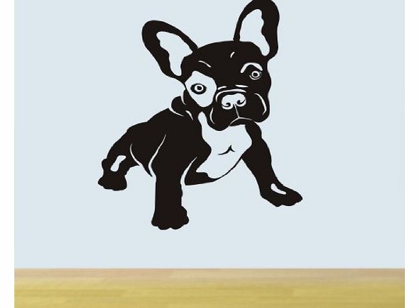 French Bull Dog wall art sticker H530K MEDIUM / WINE RED
