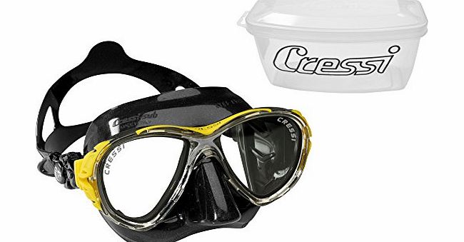 Cressi Eyes Evolution Scuba Diving Snorkeling Mask (Made in Italy), Black/Yellow