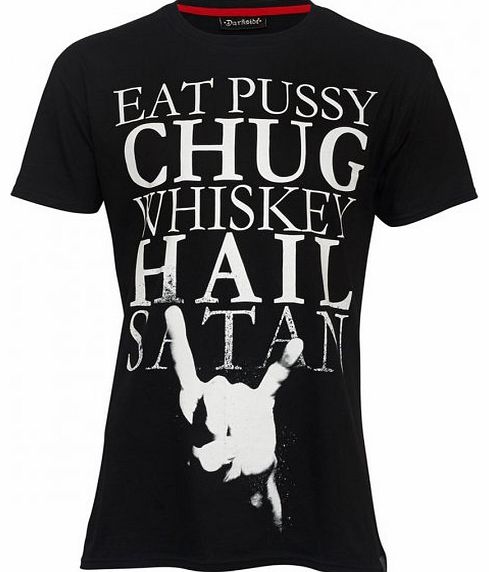 Darkside Clothing Chug Whiskey Hail Satan T-Shirt 8647