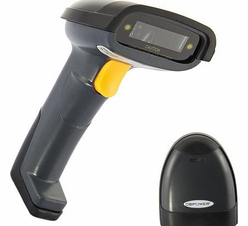 DBPOWER Black USB Wireless Automatic Sensing and Scan Handheld Cordless Laser Barcode Scanner Bar Code Reader