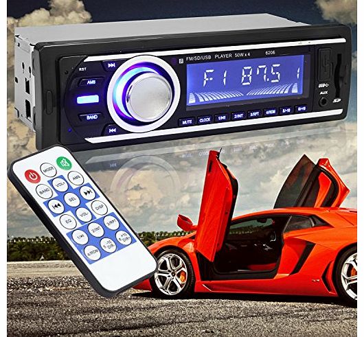 CAR STEREO UNIT DIN MP3 PLAYER FM USB SD CARD AUX FOR IPOD + REMOTE CONTROL