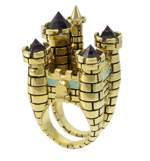 Disney Couture Antique Gold Plated Drawbridge Castle Cocktail