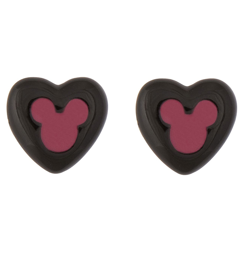 Disney Couture Black Pearl Heart Minnie Mouse Mawi Stud