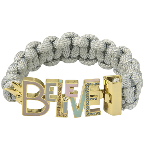 Disney Couture Gold Plated And Braided Believe Enamel Bracelet