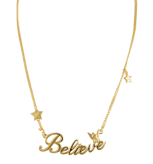 Disney Couture Gold Plated Believe Tinker Bell Necklace from