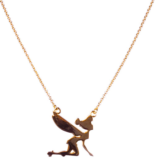 Disney Couture Gold Plated Flying Tinker Bell Necklace from