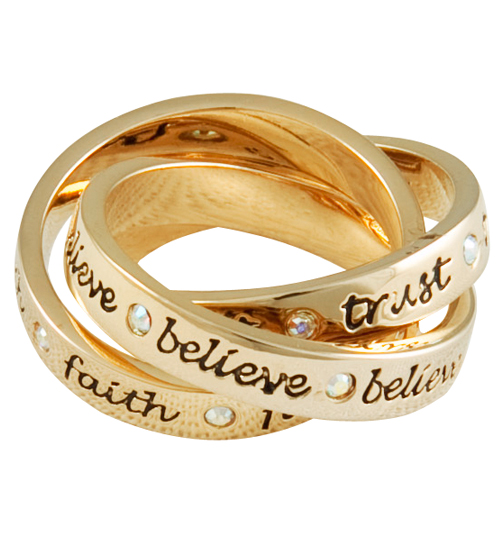 Disney Couture Gold Plated Three Piece Tinkerbell Ring from