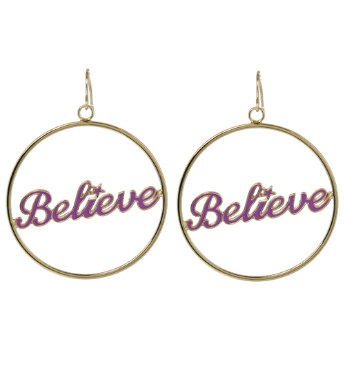 Disney Couture Purple and Gold Plated Tinkerbell Believe Hoop