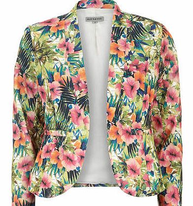 Womens Alice & You Pink Floral Slim Lapel