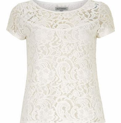 Womens Alice & You White Lace Tee- White