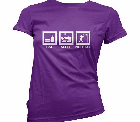 Dressdown Eat Sleep Netball - Womens T-Shirt-Purple-Small
