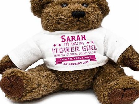Personalised Flower Girl Teddy Bear - Wedding thank you gift D4
