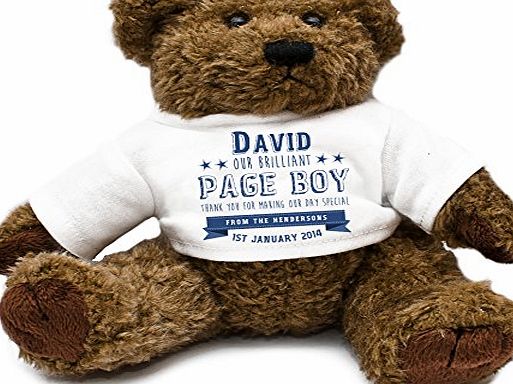 Personalised Page Boy Teddy Bear - Wedding thank you gift D4